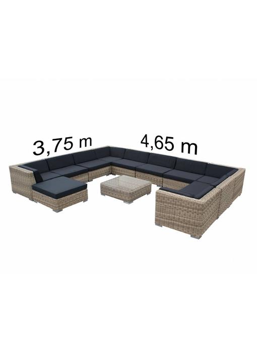 Loungeset Londen 4611 - Naturel - Rond vlechtwerk