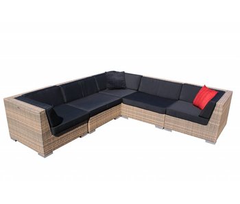 Loungeset Londen 3200 - Cappuccino - Plat vlechtwerk
