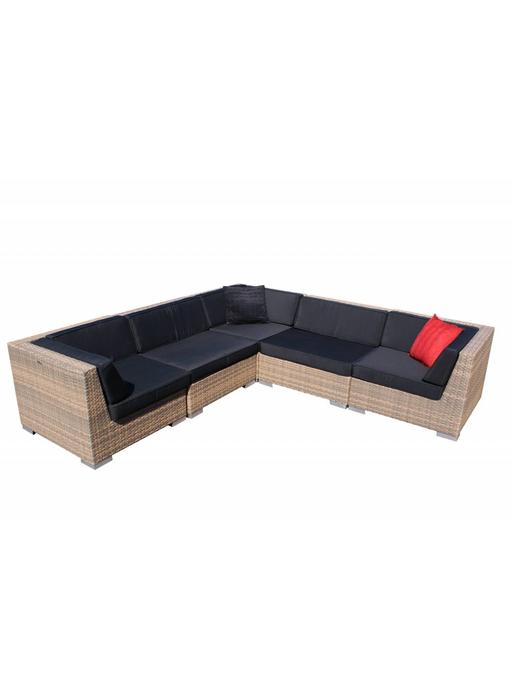 Loungeset Londen 3200 - Cappuccino - Plat vlechtwerk