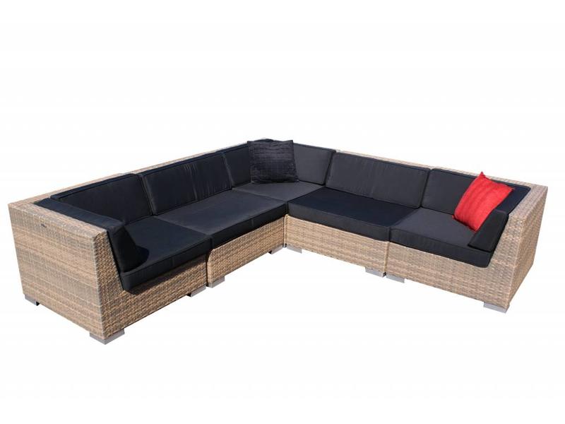 Loungeset Londen 3200 - Cappuccino - Plat vlechtwerk