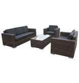 Loungeset Parijs 1111 - Bruin - Rond vlechtwerk