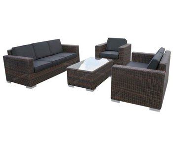 Loungeset Parijs 1111 - Bruin - Rond vlechtwerk