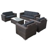 Loungeset Parijs 2111 - Bruin - Rond vlechtwerk