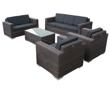 Loungeset Parijs 2111 - Bruin - Rond vlechtwerk