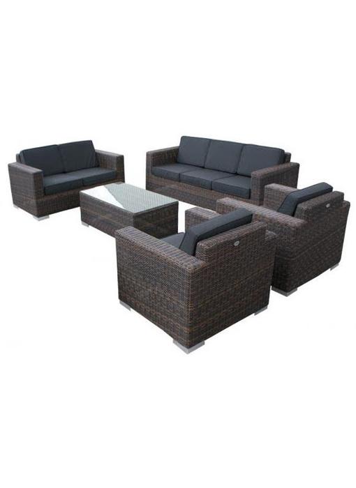Loungeset Parijs 2111 - Bruin - Rond vlechtwerk