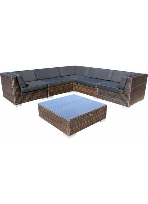 Loungeset Londen 3201 - Bruin - Rond vlechtwerk