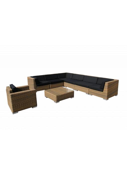 Loungeset Londen 3301-S - Cappuccino - Rond vlechtwerk