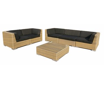 Loungeset Londen 4101 - Cappuccino - Rond vlechtwerk