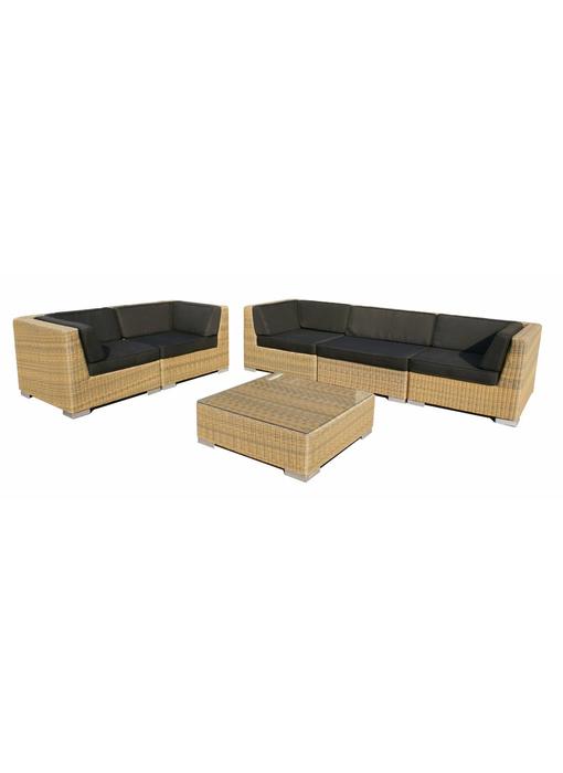 Loungeset Londen 4101 - Cappuccino - Rond vlechtwerk