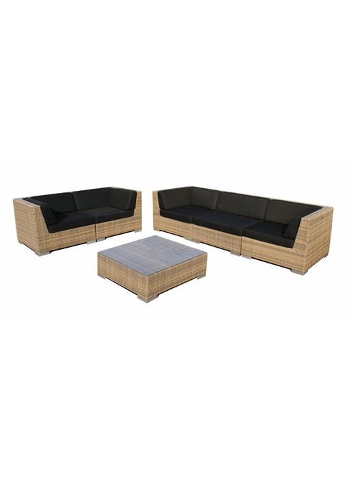 Loungeset Londen 4101 - Cappuccino - Plat vlechtwerk