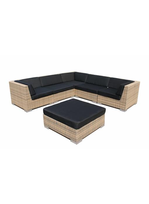 Loungeset Londen 3210 - Cappuccino - Plat vlechtwerk