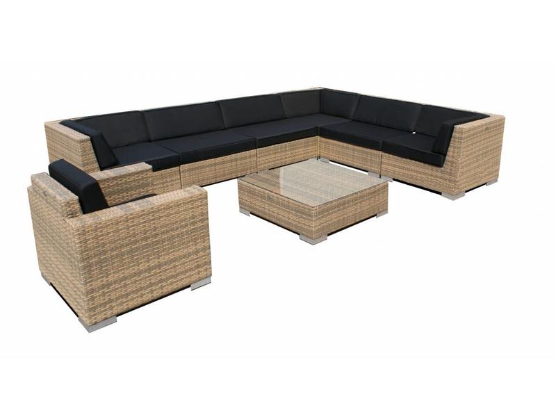 Loungeset Londen 3301-S - Cappuccino - Plat vlechtwerk