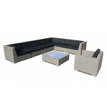 Loungeset Londen 3301-S - Grijs geborsteld - Plat vlechtwerk