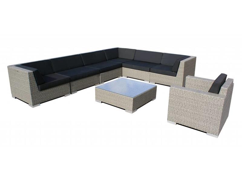 Loungeset Londen 3301-S - Grijs geborsteld - Plat vlechtwerk