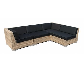 Loungeset Londen 2200 - Cappuccino - Plat vlechtwerk