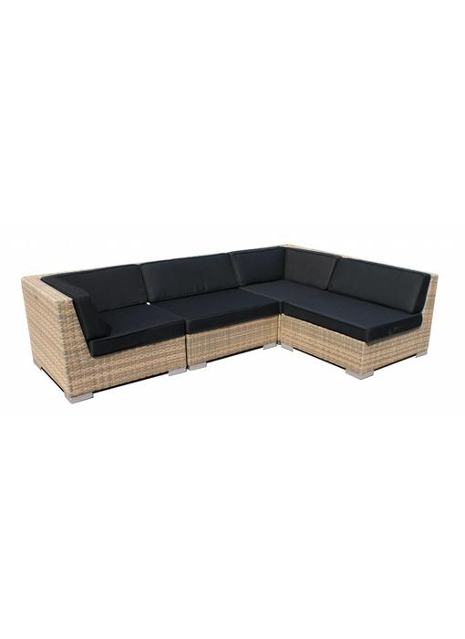 Loungeset Londen 2200 - Cappuccino - Plat vlechtwerk