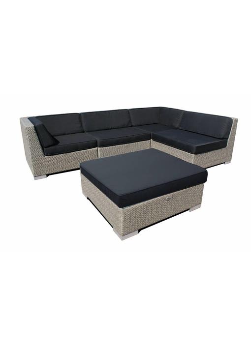 Loungeset Londen 2210 - Grijs geborsteld - Plat vlechtwerk