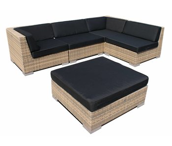 Loungeset Londen 2210 - Cappuccino - Plat vlechtwerk