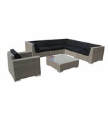 Loungeset Londen 3201-S - Grijs geborsteld - Plat vlechtwerk