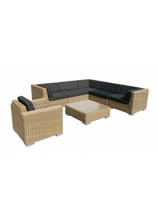 Loungeset Londen 3201-S - Cappuccino - Rond vlechtwerk
