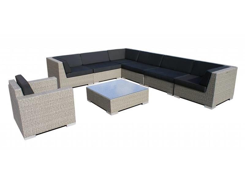 Loungeset Londen 3301-S - Grijs geborsteld - Plat vlechtwerk