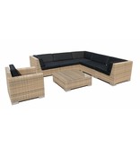 Loungeset Londen 3201-S - Cappuccino - Plat vlechtwerk