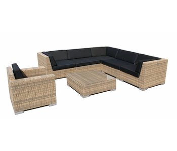 Loungeset Londen 3201-S - Cappuccino - Plat vlechtwerk