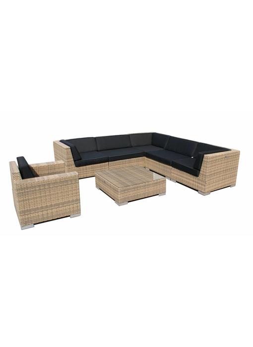 Loungeset Londen 3201-S - Cappuccino - Plat vlechtwerk