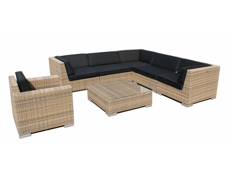 Loungeset Londen 3201-S - Cappuccino - Plat vlechtwerk