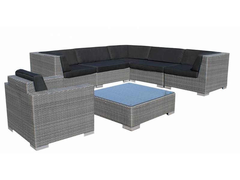 Loungeset Londen 3201-S - Grijs - Plat vlechtwerk