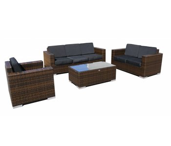 Loungeset Parijs 1111 - Bruin- Plat vlechtwerk