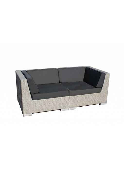 Loungebank Londen 2000 - Grijs geborsteld - Plat vlechtwerk