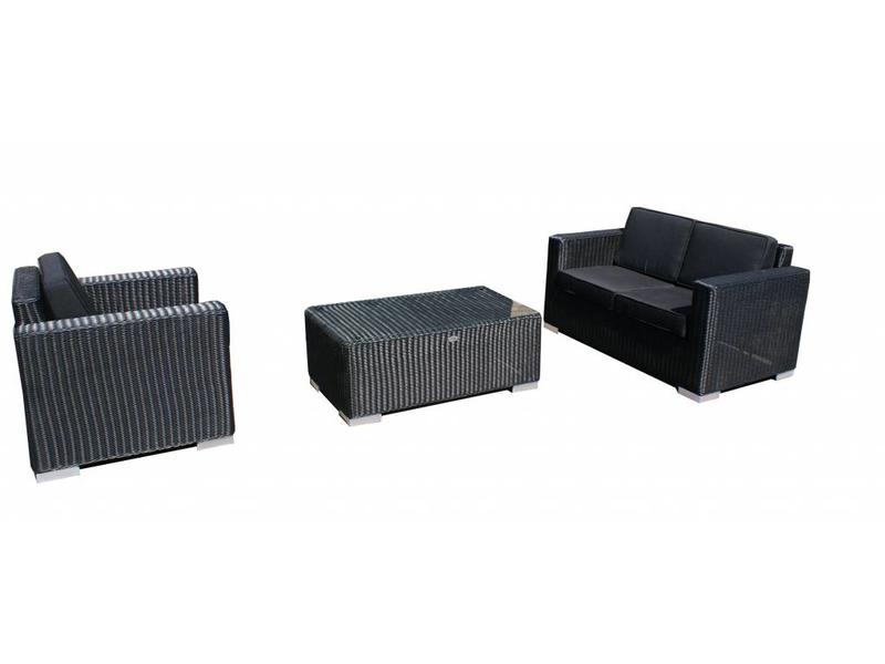 Loungeset Parijs 1101 - Zwart - Rond vlechtwerk