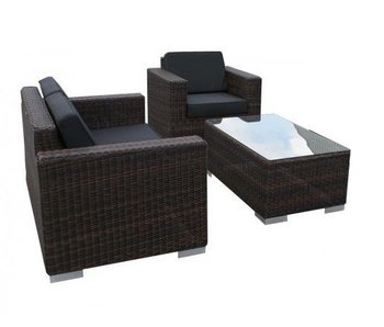 Loungeset Parijs 1101 - Bruin - Rond vlechtwerk