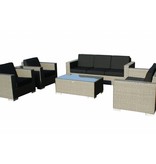 Loungeset Parijs 2111 - Grijs geborsteld - Plat vlechtwerk
