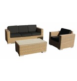 Loungeset Parijs 1011 - Cappuccino - Rond vlechtwerk