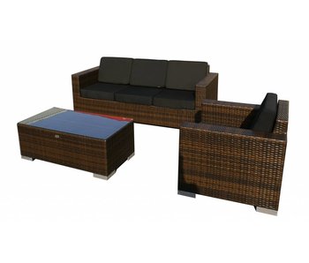 Loungeset Parijs 1011 - Bruin - Plat vlechtwerk