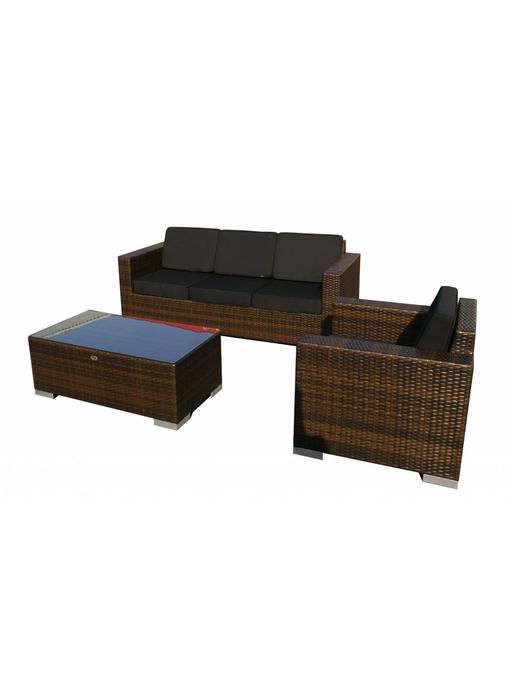 Loungeset Parijs 1011 - Bruin - Plat vlechtwerk