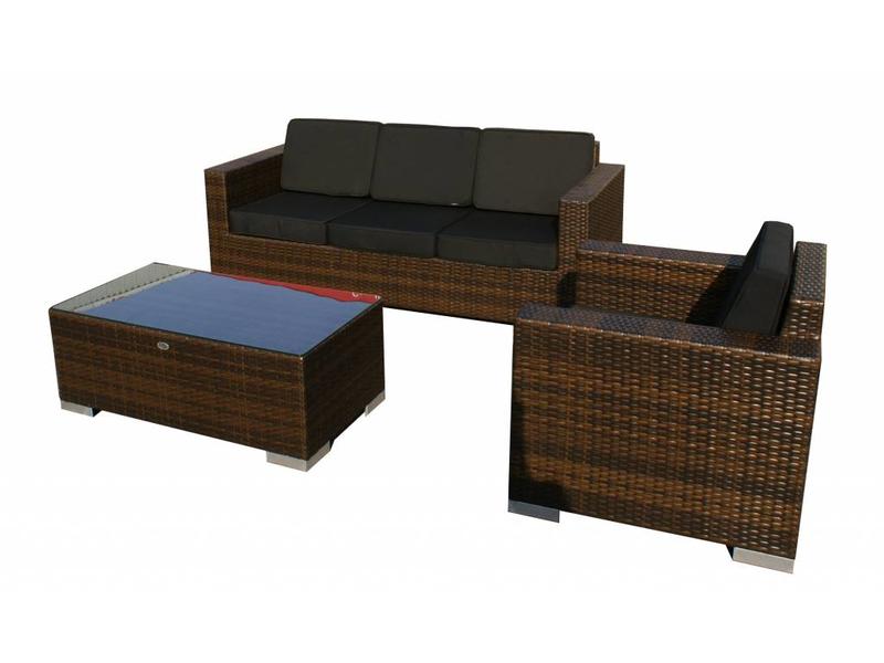 Loungeset Parijs 1011 - Bruin - Plat vlechtwerk
