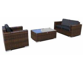 Loungeset Parijs 1101 - Bruin - Plat vlechtwerk