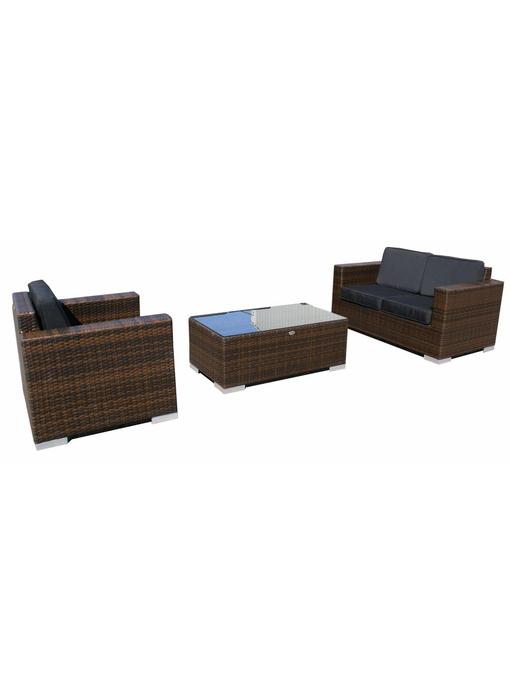 Loungeset Parijs 1101 - Bruin - Plat vlechtwerk