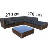 Loungeset Londen 3201-S - Grijs geborsteld - Plat vlechtwerk