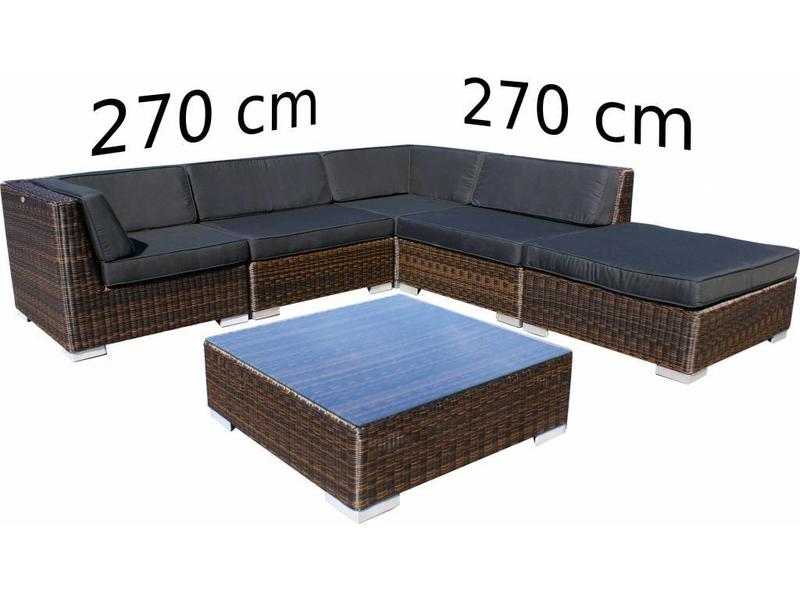Loungeset Londen 3201-S - Grijs geborsteld - Plat vlechtwerk