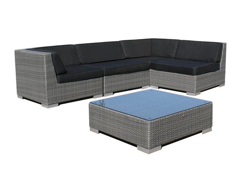 Loungeset Londen 2201 - Grijs - Plat vlechtwerk