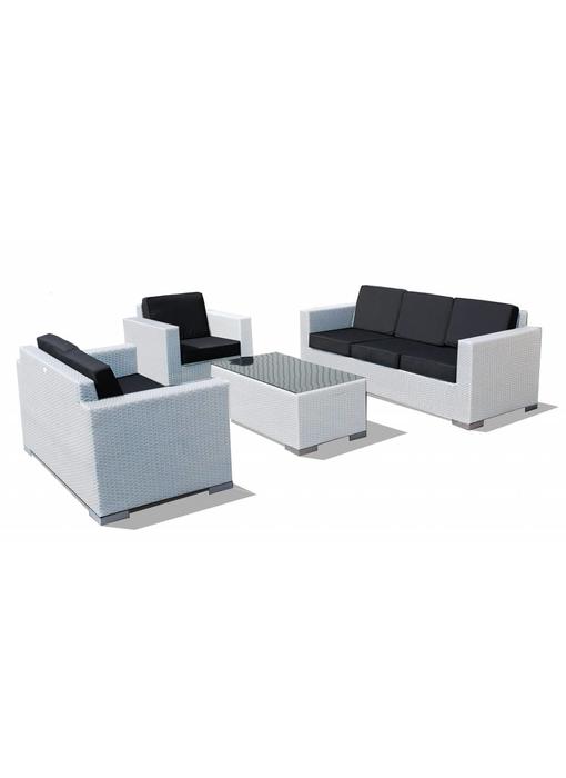 Loungeset Parijs 1111 - Wit - Plat vlechtwerk