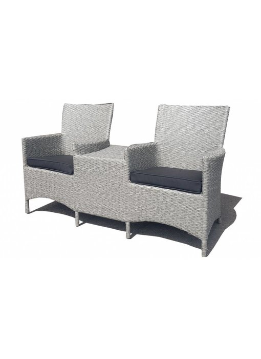 Duo-seat Toekan -Grijs - Plat vlechtwerk