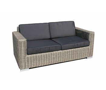 2-zits bank Parijs XXL - Grijs - Rond vlechtwerk