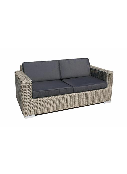 2-zits bank Parijs XXL - Grijs - Rond vlechtwerk