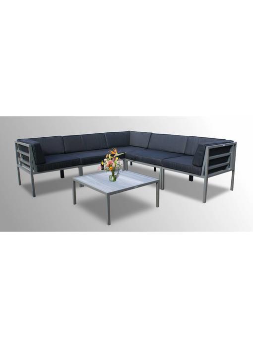 Loungeset Beverly - 6-delig - Grijs aluminium