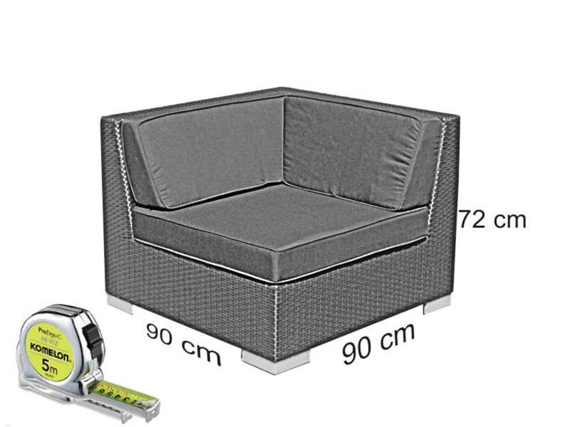 Loungebank Londen 2000 - Grijs - Plat vlechtwerk